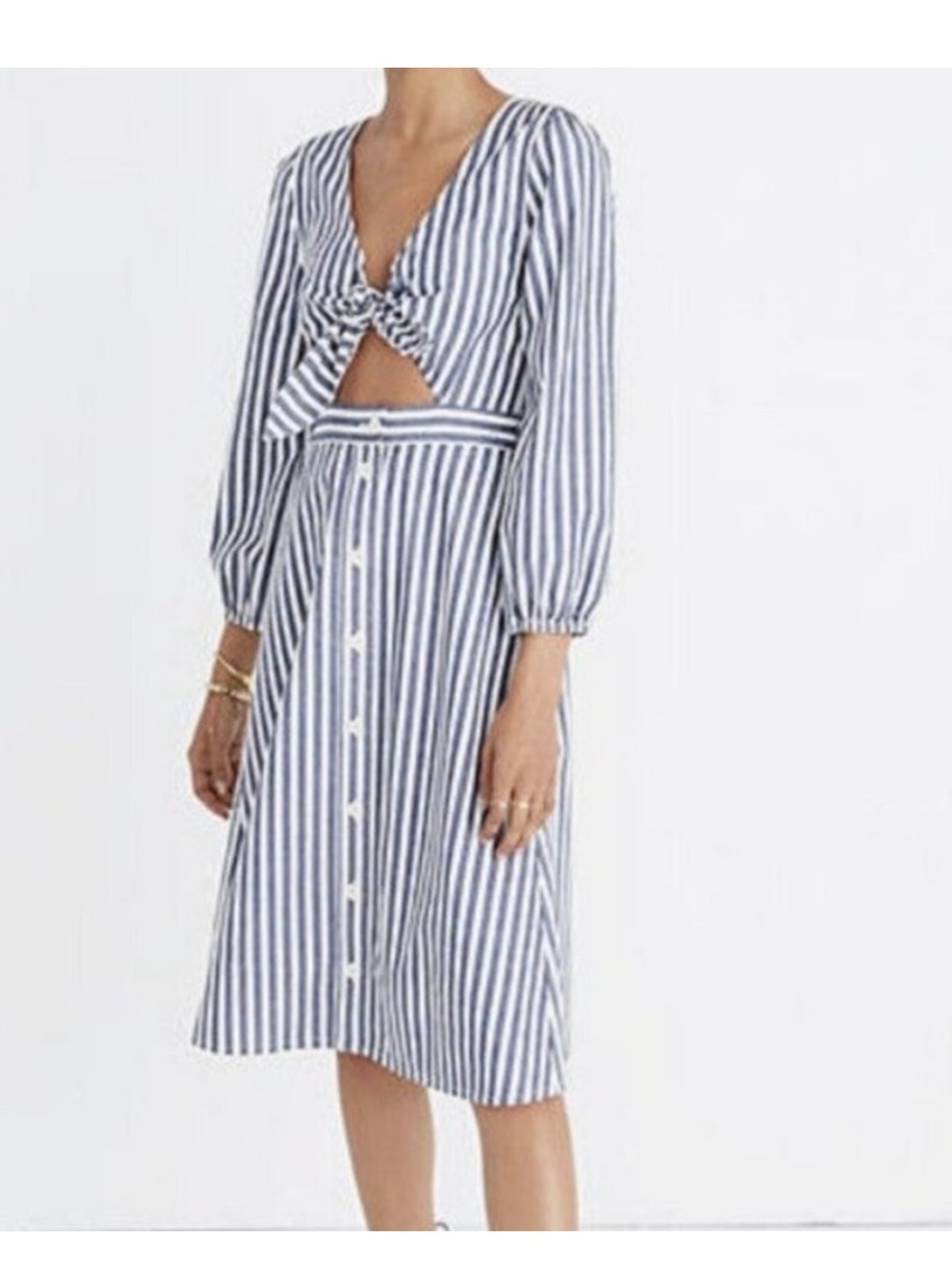 Madewell Shimmer Striped Tie-Front Midi
Dress Size 8 NWT